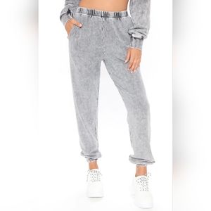 Gray distressed wash sweat pants